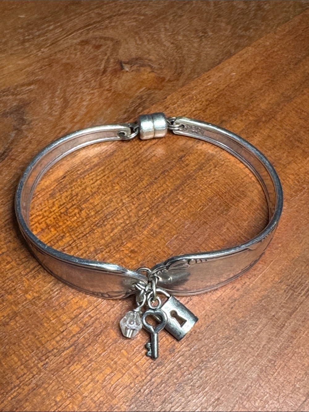 Oneida silver plate flatware magnetized spoon bracelet, custom made piece